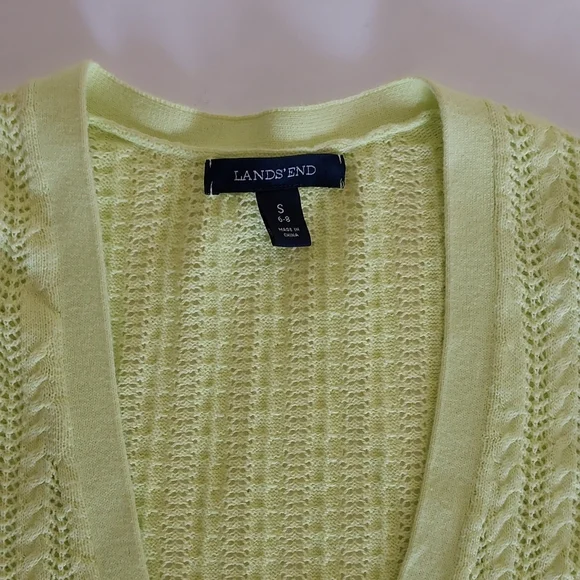 LANDS END Lime Green Ladies Cardigan Sweater Sz Small Size 4-6 - Picture 2 of 3